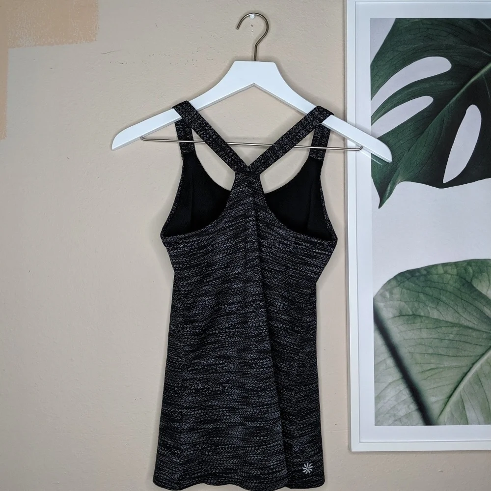 Athleta Yoga Athletic Racerback Tank Workout Gray Geometric Print - Picture 3 of 6